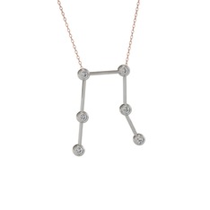 Gemini Kolye - Swarovski 8 ayar beyaz altın kolye (40 cm rose altın rolo zincir) #ftu8dt