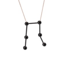 Gemini Kolye - Siyah zirkon 925 ayar siyah rodyum kaplama gümüş kolye (40 cm rose altın rolo zincir) #g2xcu5