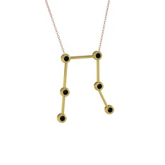 Gemini Kolye - Siyah zirkon 14 ayar altın kolye (40 cm rose altın rolo zincir) #gcugci