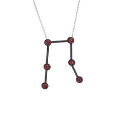 Gemini Kolye - Garnet 925 ayar siyah rodyum kaplama gümüş kolye (40 cm gümüş rolo zincir) #gtfqzq