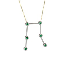 Gemini Kolye - Yeşil kuvars 925 ayar gümüş kolye (40 cm altın rolo zincir) #h55n40