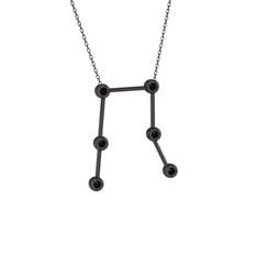Gemini Kolye - Siyah zirkon 925 ayar siyah rodyum kaplama gümüş kolye (40 cm gümüş rolo zincir) #hd92ck