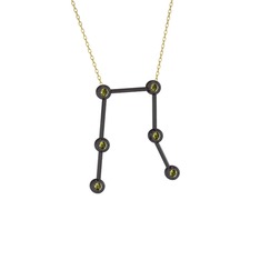 Gemini Kolye - Peridot 925 ayar siyah rodyum kaplama gümüş kolye (40 cm altın rolo zincir) #hejm89