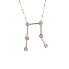 Gemini Kolye - Akuamarin 14 ayar rose altın kolye (40 cm altın rolo zincir) #hfub6t