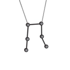 Gemini Kolye - Pırlanta 925 ayar siyah rodyum kaplama gümüş kolye (0.288 karat, 40 cm gümüş rolo zincir) #hng2tz