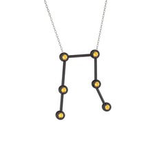 Gemini Kolye - Sitrin 925 ayar siyah rodyum kaplama gümüş kolye (40 cm beyaz altın rolo zincir) #hoqs6t