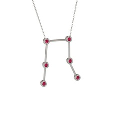 Gemini Kolye - Rodolit garnet 14 ayar beyaz altın kolye (40 cm beyaz altın rolo zincir) #hrcmnm