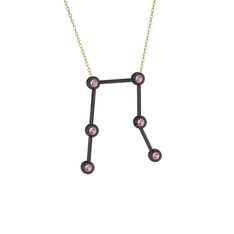 Gemini Kolye - Pembe kuvars 925 ayar siyah rodyum kaplama gümüş kolye (40 cm gümüş rolo zincir) #if1uww