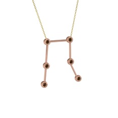 Gemini Kolye - Dumanlı kuvars 8 ayar rose altın kolye (40 cm altın rolo zincir) #im0f80