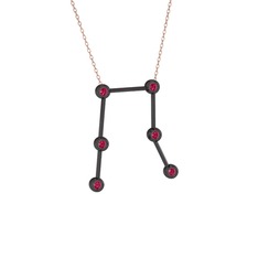 Gemini Kolye - Rodolit garnet 925 ayar siyah rodyum kaplama gümüş kolye (40 cm rose altın rolo zincir) #jmy1hd