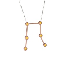 Gemini Kolye - Sitrin 925 ayar rose altın kaplama gümüş kolye (40 cm beyaz altın rolo zincir) #k0ichx