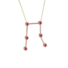 Gemini Kolye - Rodolit garnet 18 ayar rose altın kolye (40 cm altın rolo zincir) #khalpy