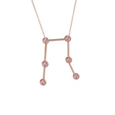 Pembe kuvars 925 ayar rose altın kaplama gümüş kolye (40 cm rose altın rolo zincir)