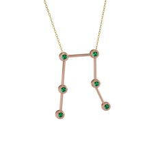 Gemini Kolye - Yeşil kuvars 925 ayar rose altın kaplama gümüş kolye (40 cm altın rolo zincir) #ozybcb