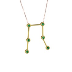 Gemini Kolye - Yeşil kuvars 8 ayar altın kolye (40 cm rose altın rolo zincir) #pfdefs