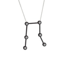 Gemini Kolye - Swarovski 925 ayar siyah rodyum kaplama gümüş kolye (40 cm beyaz altın rolo zincir) #ppwz60