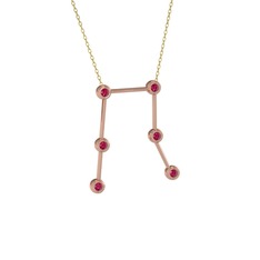 Gemini Kolye - Rodolit garnet 14 ayar rose altın kolye (40 cm altın rolo zincir) #q7tn8e