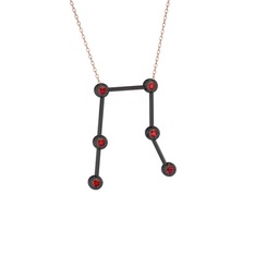 Gemini Kolye - Garnet 925 ayar siyah rodyum kaplama gümüş kolye (40 cm rose altın rolo zincir) #rwdfr1
