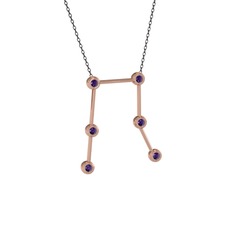 Gemini Kolye - Ametist 18 ayar rose altın kolye (40 cm gümüş rolo zincir) #sdq1o7
