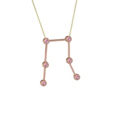 Gemini Kolye - Pembe kuvars 18 ayar rose altın kolye (40 cm altın rolo zincir) #sh49ks