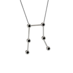 Gemini Kolye - Siyah zirkon 925 ayar gümüş kolye (40 cm gümüş rolo zincir) #szmhb3