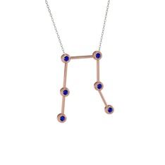 Gemini Kolye - Lab safir 18 ayar rose altın kolye (40 cm beyaz altın rolo zincir) #tgfk6u