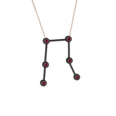 Gemini Kolye - Kök yakut 925 ayar siyah rodyum kaplama gümüş kolye (40 cm gümüş rolo zincir) #tjrlky