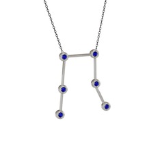 Lab safir 14 ayar beyaz altın kolye (40 cm gümüş rolo zincir)