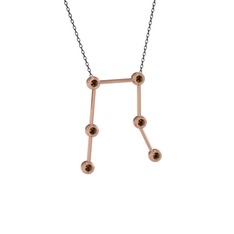 Gemini Kolye - Dumanlı kuvars 18 ayar rose altın kolye (40 cm gümüş rolo zincir) #w27l52