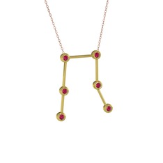 Gemini Kolye - Rodolit garnet 14 ayar altın kolye (40 cm rose altın rolo zincir) #wioy80