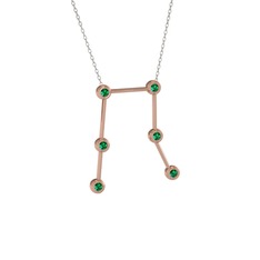 Gemini Kolye - Yeşil kuvars 14 ayar rose altın kolye (40 cm beyaz altın rolo zincir) #y5484g