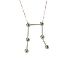 Gemini Kolye - Peridot 18 ayar beyaz altın kolye (40 cm rose altın rolo zincir) #zycd1n