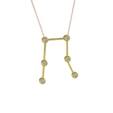 Gemini Kolye - Beyaz zirkon 18 ayar altın kolye (40 cm rose altın rolo zincir) #zygjxx
