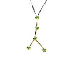 Cancer Kolye - Peridot 8 ayar altın kolye (40 cm gümüş rolo zincir) #10to2rl