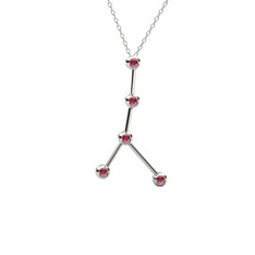 Cancer Kolye - Rodolit garnet 14 ayar beyaz altın kolye (40 cm beyaz altın rolo zincir) #11ezt17