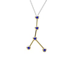 Lab safir 14 ayar altın kolye (40 cm beyaz altın rolo zincir)
