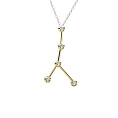 Swarovski 18 ayar altın kolye (40 cm gümüş rolo zincir)