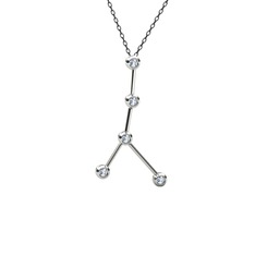 Swarovski 8 ayar beyaz altın kolye (40 cm gümüş rolo zincir)