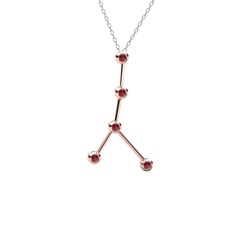 Kök yakut 925 ayar rose altın kaplama gümüş kolye (40 cm beyaz altın rolo zincir)