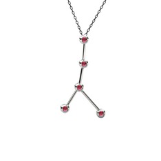 Rodolit garnet 18 ayar beyaz altın kolye (40 cm gümüş rolo zincir)