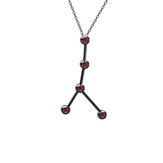 Cancer Kolye - Garnet 925 ayar siyah rodyum kaplama gümüş kolye (40 cm gümüş rolo zincir) #199e27s