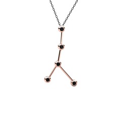 Cancer Kolye - Siyah zirkon 18 ayar rose altın kolye (40 cm gümüş rolo zincir) #1anylnl