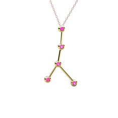 Cancer Kolye - Pembe kuvars 14 ayar altın kolye (40 cm rose altın rolo zincir) #1cvvq48