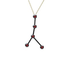 Cancer Kolye - Garnet 925 ayar siyah rodyum kaplama gümüş kolye (40 cm altın rolo zincir) #1fbddwu