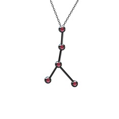 Cancer Kolye - Rodolit garnet 925 ayar siyah rodyum kaplama gümüş kolye (40 cm gümüş rolo zincir) #1k0t22d