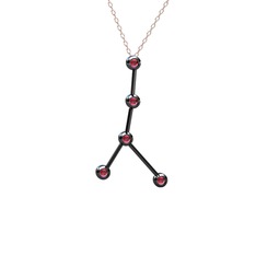Cancer Kolye - Rodolit garnet 925 ayar siyah rodyum kaplama gümüş kolye (40 cm rose altın rolo zincir) #1lavlbg