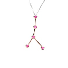 Pembe kuvars 925 ayar rose altın kaplama gümüş kolye (40 cm beyaz altın rolo zincir)