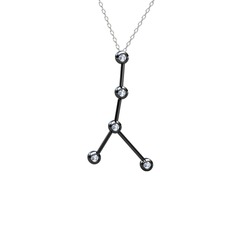 Swarovski 925 ayar siyah rodyum kaplama gümüş kolye (40 cm beyaz altın rolo zincir)