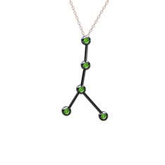 Cancer Kolye - Peridot 925 ayar siyah rodyum kaplama gümüş kolye (40 cm gümüş rolo zincir) #1mruua0