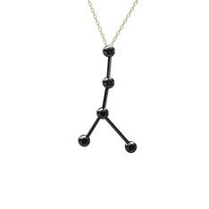 Siyah zirkon 925 ayar siyah rodyum kaplama gümüş kolye (40 cm altın rolo zincir)